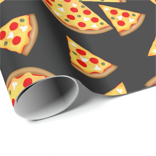 Coole Pizza und Schnitte auf dunkelgrau Geschenkpapier (Rolleneckpunkt)