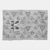 Coole Pizzalschnitt Vintage Schwarz-weiß-Grau Mono Geschirrtuch (Horizontal)