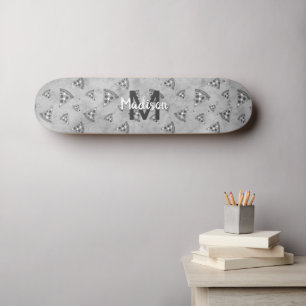Coole Pizzalschnitt Vintage Schwarz-weiß-Grau Mono Skateboard