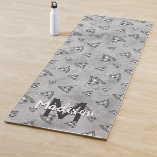 Coole Pizzalschnitt Vintage Schwarz-weiß-Grau Mono Yogamatte