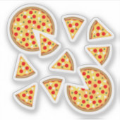 Coole Pizzas und Schnitte auf Weiß Aufkleber (Vorderseite)