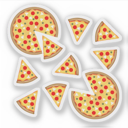 Coole Pizzas und Schnitte auf Weiß Aufkleber (Vorderseite)