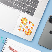 Coole Pizzas und Schnitte auf Weiß Aufkleber (Laptop mit iPhone)