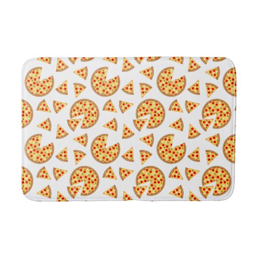 Coole Pizzas und Schnitte auf Weiß Badematte (Vorderseite)
