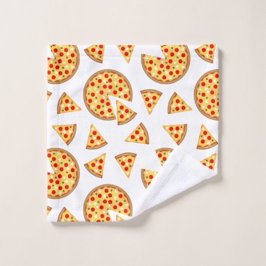 Coole Pizzas und Schnitte auf Weiß Badhandtuch Set (Waschlappen)