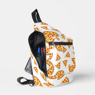 Coole Pizzas und Schnitte auf Weiß Crossbody Bag