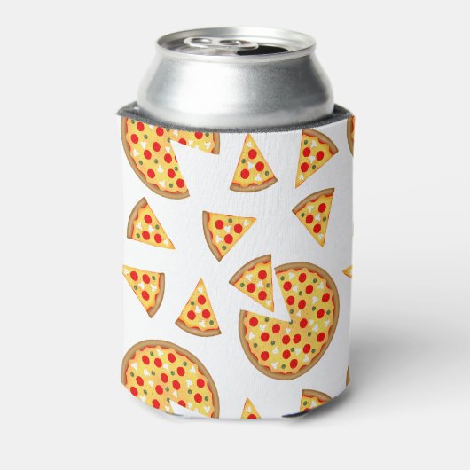 Coole Pizzas und Schnitte auf Weiß Dosenkühler (Kanne Rückseite)