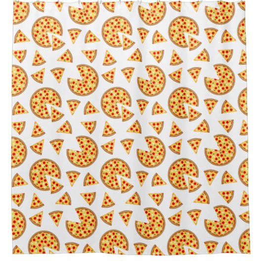 Coole Pizzas und Schnitte auf Weiß Duschvorhang (Vorderseite)