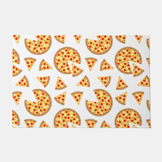 Coole Pizzas und Schnitte auf Weiß Fußmatte (Vorderseite)