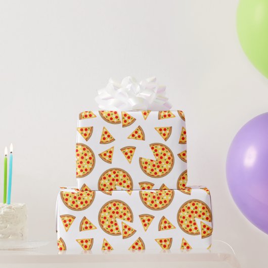 Coole Pizzas und Schnitte auf Weiß Geschenkpapier (Partygeschenke)