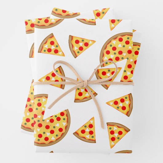 Coole Pizzas und Schnitte auf Weiß Geschenkpapier Set (Beispiel)