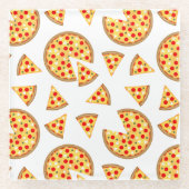 Coole Pizzas und Schnitte auf Weiß Glasuntersetzer (Vorderseite)