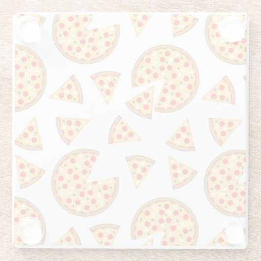 Coole Pizzas und Schnitte auf Weiß Glasuntersetzer (Rückseite)