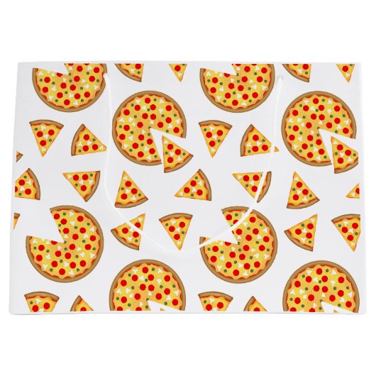 Coole Pizzas und Schnitte auf Weiß Große Geschenktüte (Vorderseite)