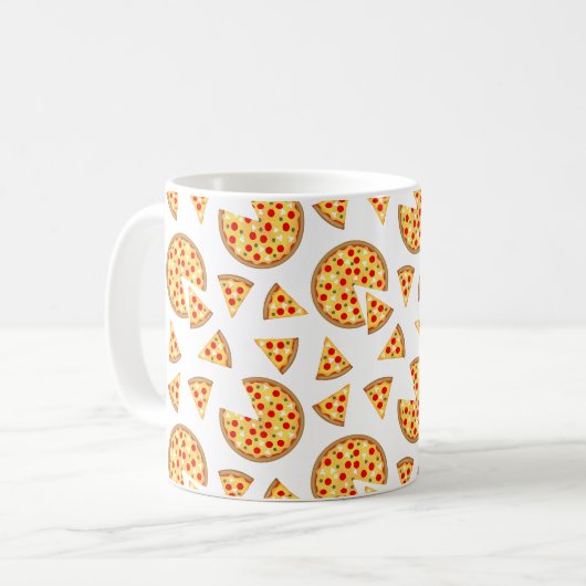 Coole Pizzas und Schnitte auf Weiß Kaffeetasse (Vorderseite Links)