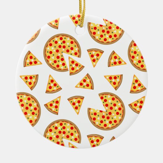 Coole Pizzas und Schnitte auf Weiß Keramik Ornament (Vorne)