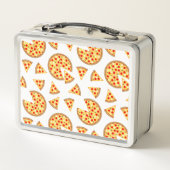 Coole Pizzas und Schnitte auf Weiß Metall Brotdose (Rückseite)