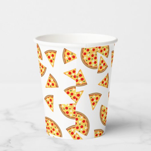 Coole Pizzas und Schnitte auf Weiß Pappbecher (Rechts)