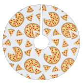 Coole Pizzas und Schnitte auf Weiß Polyester Weihnachtsbaumdecke (Vorderseite)