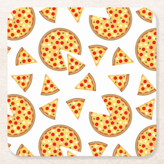 Coole Pizzas und Schnitte auf Weiß Rechteckiger Pappuntersetzer (Vorderseite)