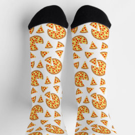 Coole Pizzas und Schnitte auf Weiß Socken