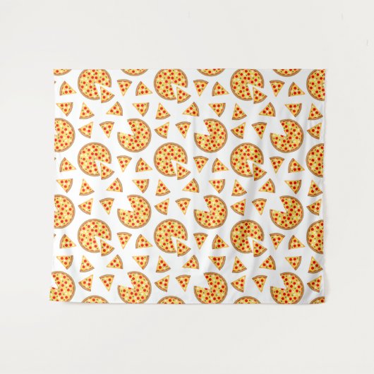 Coole Pizzas und Schnitte auf Weiß Wandteppich (Vorderseite (Horizontal))