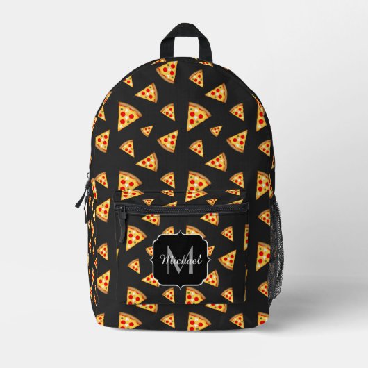 Coole Pizzaslicen-Muster dunkelgrau Bedruckter Rucksack (Vorderseite)