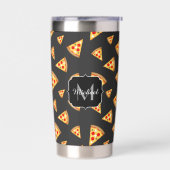 Coole Pizzaslicen-Muster dunkelgrau Thermobecher (Links)