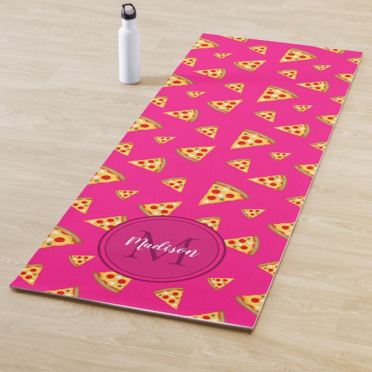 Coole Pizzaslicen Muster Monogram Hot Pink 2 Yogamatte (Beispiel)