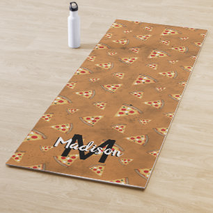Coole Pizzaslicen Vintag-braune Muster Monogramm Yogamatte