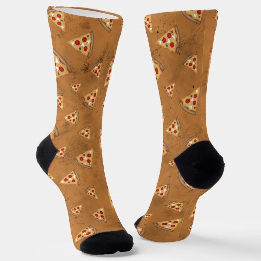 Coole Pizzaslicen, Vintag orange-braune Muster Socken (Gewinkelt)