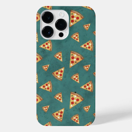 Coole Pizzaslicen Vintage aquamarine Muster iPhone Hülle (Rückseite)