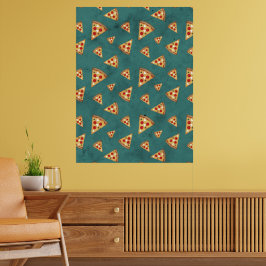 Coole Pizzaslicen Vintage aquamarine Muster Poster
