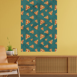 Coole Pizzaslicen Vintage aquamarine Muster Poster