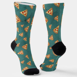 Coole Pizzaslicen Vintage aquamarine Muster Socken