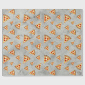 Coole Pizzaslicen, Vintage Graumuster Geschenkpapier (Flach)