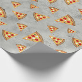 Coole Pizzaslicen, Vintage Graumuster Geschenkpapier (Ecke)