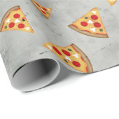 Coole Pizzaslicen, Vintage Graumuster Geschenkpapier (Rolleneckpunkt)