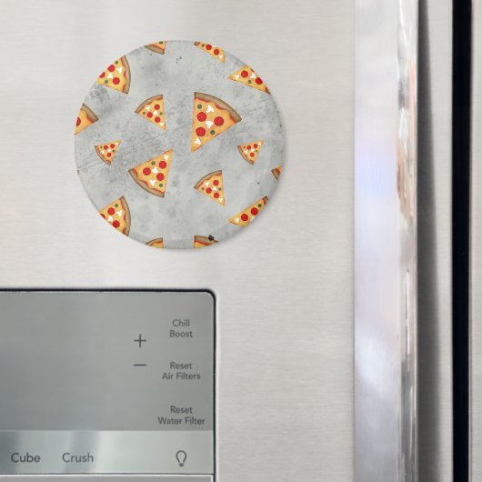 Coole Pizzaslicen, Vintage Graumuster Magnet (In Situ (Kühlschrank))