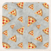 Coole Pizzaslicen, Vintage Graumuster Rechteckiger Pappuntersetzer (Vorderseite)