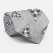 Coole Pizzaslicen Vintage Schwarz-weiße Graumuster Krawatte (Gerollt)