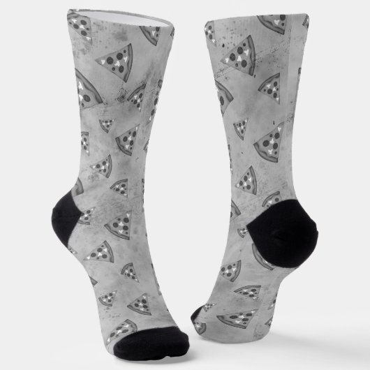 Coole Pizzaslicen Vintage Schwarz-weiße Graumuster Socken (Gewinkelt)