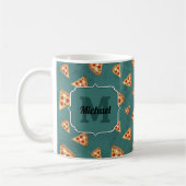 Coole Pizzaslicen Vintages aquamarines Muster Mono Kaffeetasse (Links)