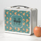 Coole Pizzaslicen Vintages aquamarines Muster Mono Metall Brotdose (Beispiel)