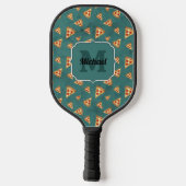 Coole Pizzaslicen Vintages aquamarines Muster Mono Pickleball Schläger (Rückseite)
