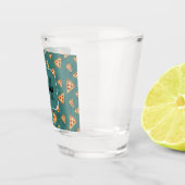 Coole Pizzaslicen Vintages aquamarines Muster Mono Schnapsglas (Rechts)