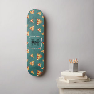Coole Pizzaslicen Vintages aquamarines Muster Mono Skateboard
