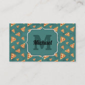 Coole Pizzaslicen Vintages aquamarines Muster Mono Visitenkarte (Vorderseite)