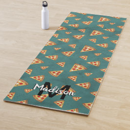 Coole Pizzaslicen Vintages aquamarines Muster Mono Yogamatte