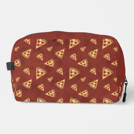 Coole Pizzaslicen Vintages dunkelrotes Muster Waschbeutel (Vorderseite)